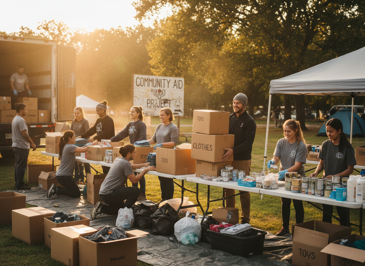 Community volunteers working together